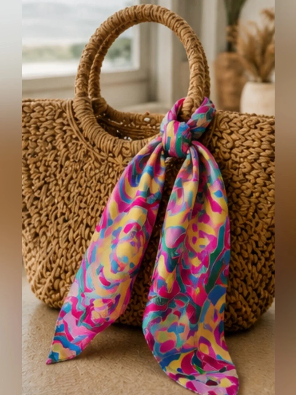 Colorful Satin Skinny Hair Scarf Retro Twilly Neck Bag Wrap 60” NWOT